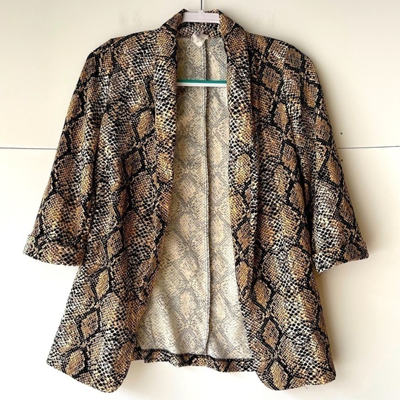Women's Snakeskin Animal Print Blazer Jacket Open Front Lightweight, Sz M - Picture 2 of 9
